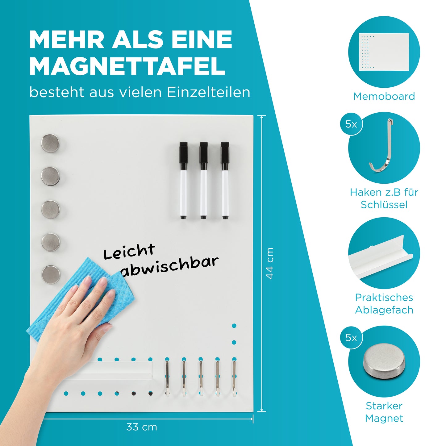 All-in-One Magnettafel - Kombiniert Whiteboard, Memoboard und Magnettafel